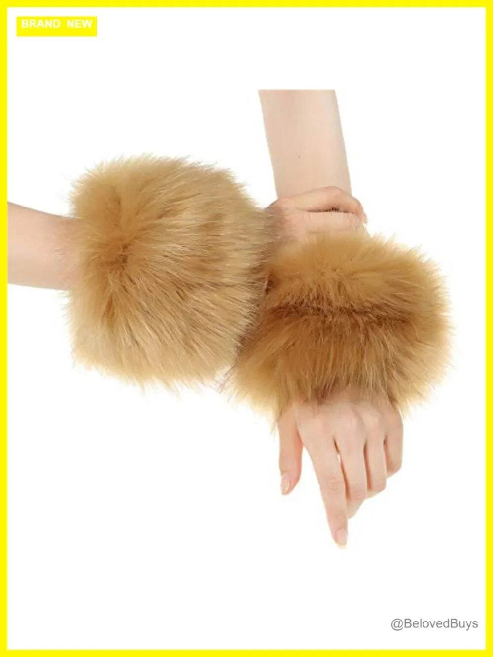 Faux Fur Headband Arm Warmers Wrist Cuffs Set for Winter Cold Weather